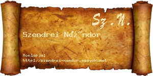 Szendrei Nándor névjegykártya